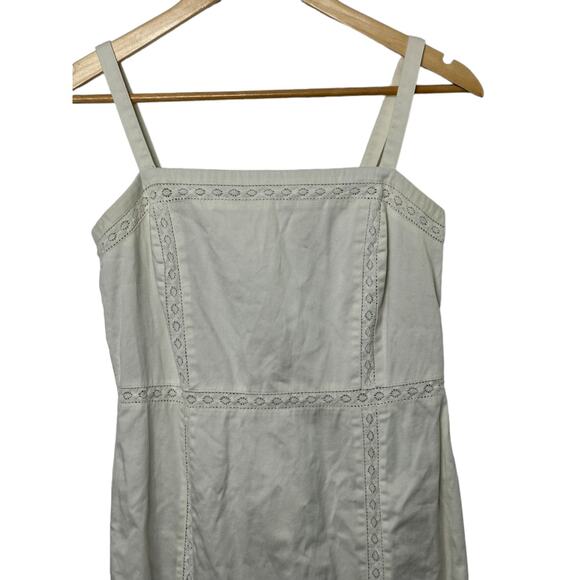 Loft White Lace Trim Sheath Below the Knee Spring & Summer Cotton Dress Sz 2 - Picture 2 of 8